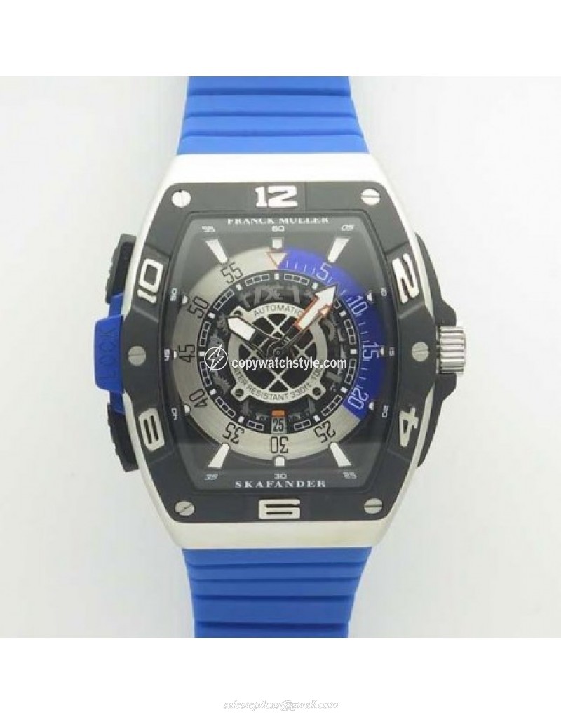 Franck Muller Skafander SKF 46 DV SC DT Noob Stainless Steel Blue Skeleton Franck Muller Skafander SKF 46 DV SC DT Noob Stainless Steel Blue Skeleton