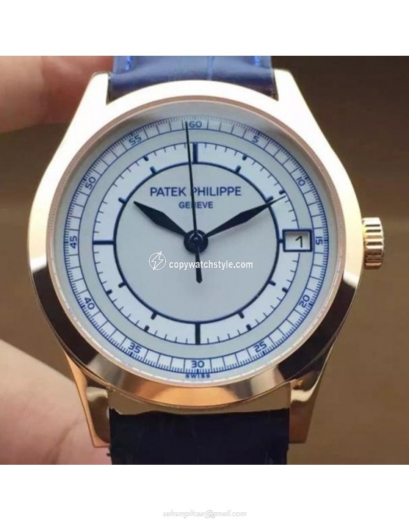 Patek Philippe Calatrava 5296 Rose Gold White & Blue Patek Philippe Calatrava 5296 Rose Gold White & Blue
