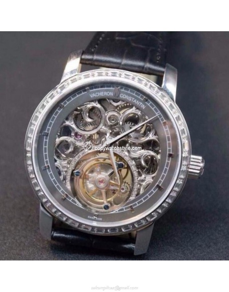 Vacheron Constantin Patrimony Tourbillon Stainless Steel & Diamonds Skeleton & Gray Vacheron Constantin Patrimony Tourbillon Stainless Steel & Diamonds Skeleton & Gray