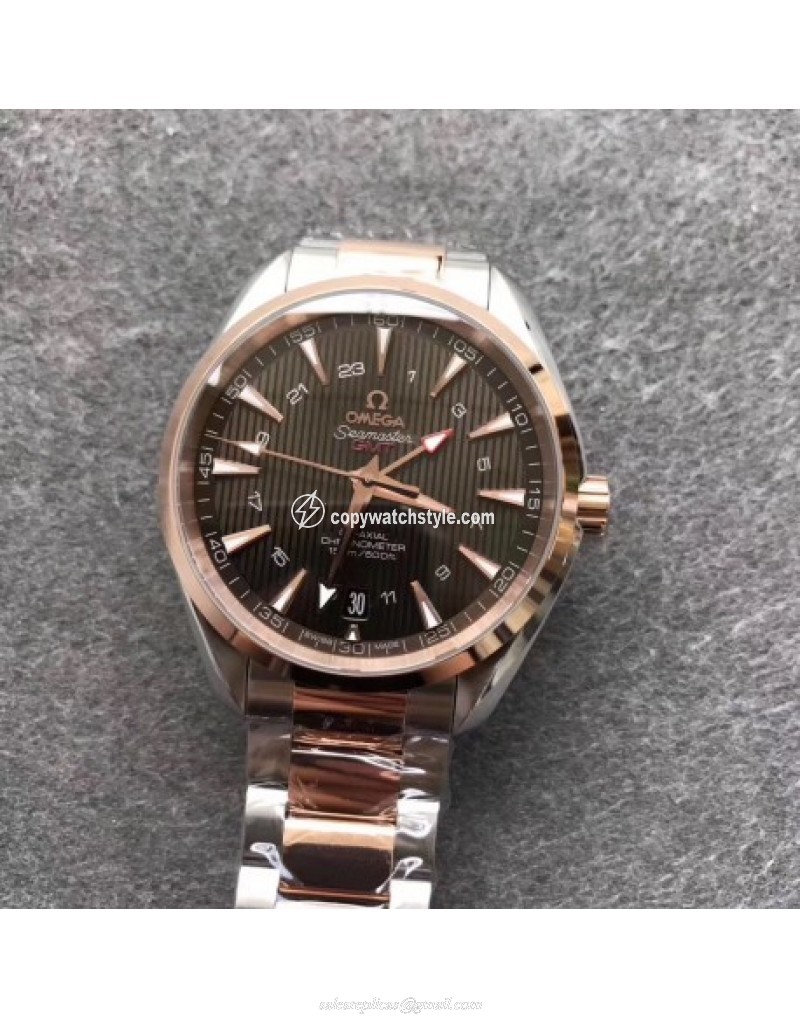 Omega Seamaster Aqua Terra 150M GMT 43MM 231.20.43.22.06.003 VS Stainless Steel & Rose Gold Brown 