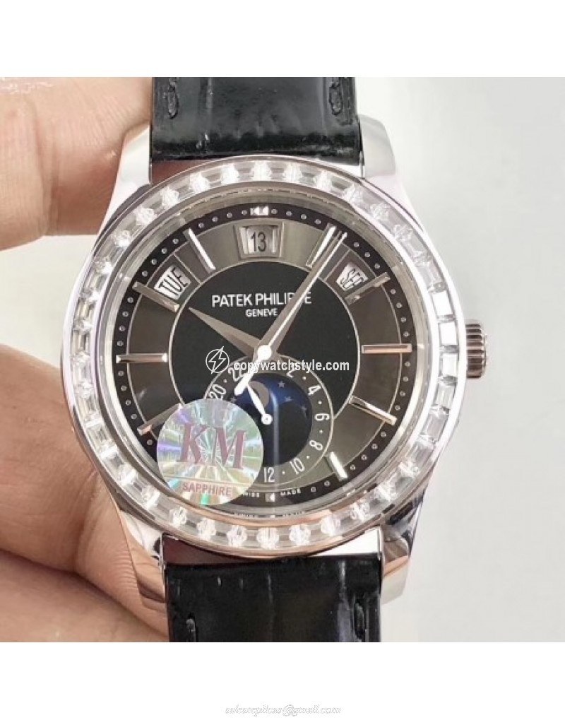 Patek Philippe Annual Calendar 5205G-010 KM Stainless Steel & Diamonds Black Patek Philippe Annual Calendar 5205G-010 KM Stainless Steel & Diamonds Black