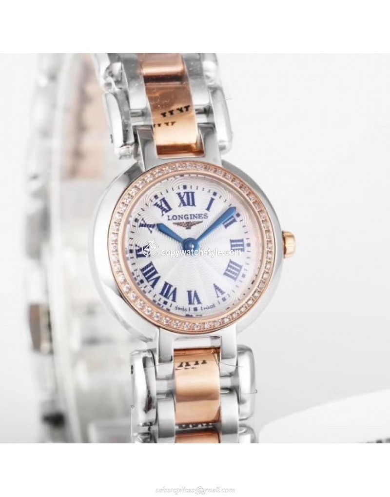 Longines Primaluna Ladies KZ Stainless Steel & Rose Gold White Longines Primaluna Ladies KZ Stainless Steel & Rose Gold White