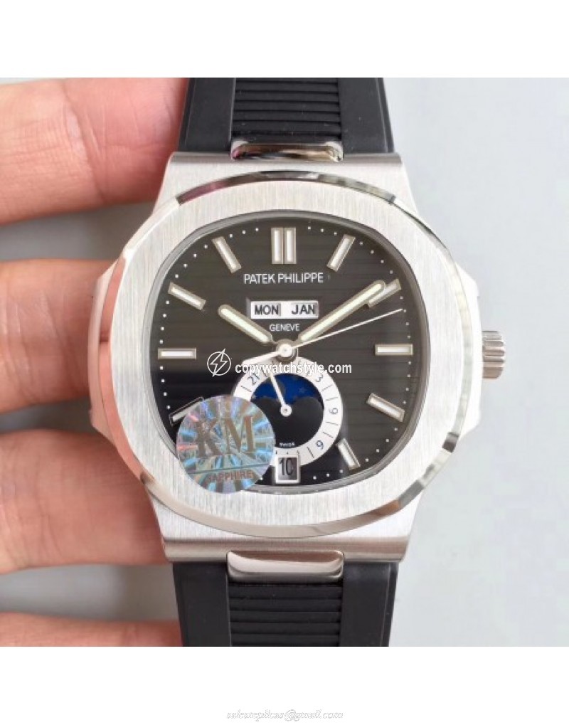 Patek Philippe Nautilus Annual Calendar Moonphase 5726A KM V2 Stainless Steel Black 