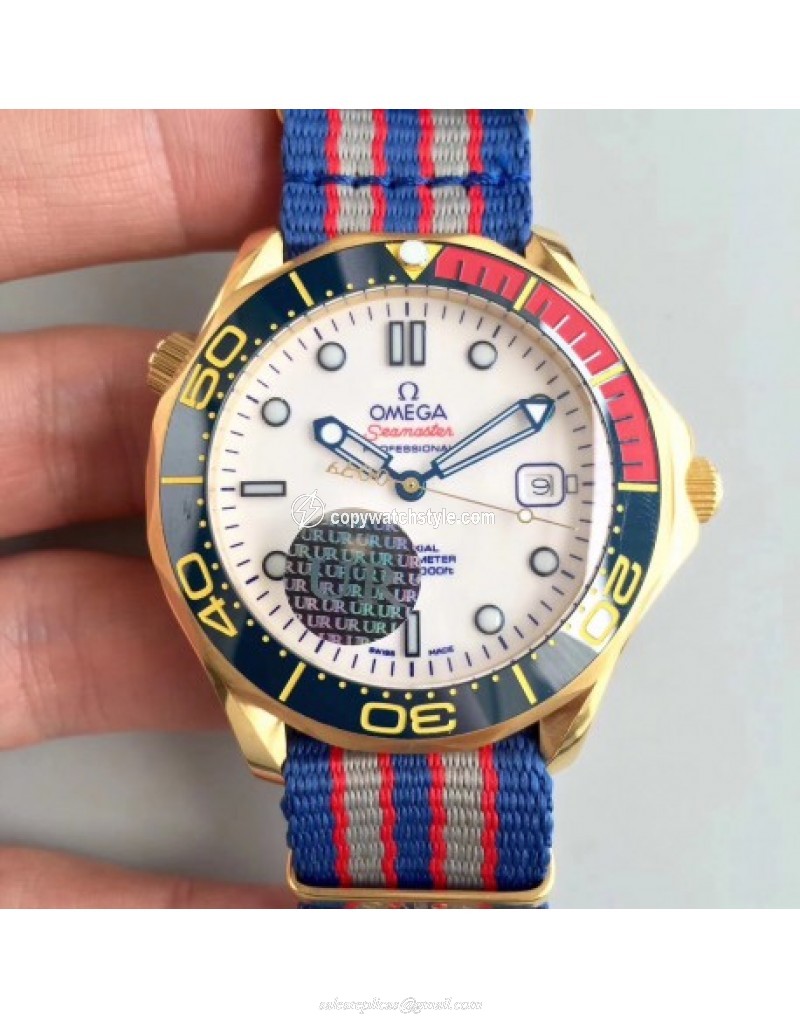 Omega Seamaster Diver 300M Co-Axial 41MM Commander 007 212.62.41.20.04.001 UR Yellow Gold White Omega Seamaster Diver 300M Co-Axial 41MM Commander 007 212.62.41.20.04.001 UR Yellow Gold White
