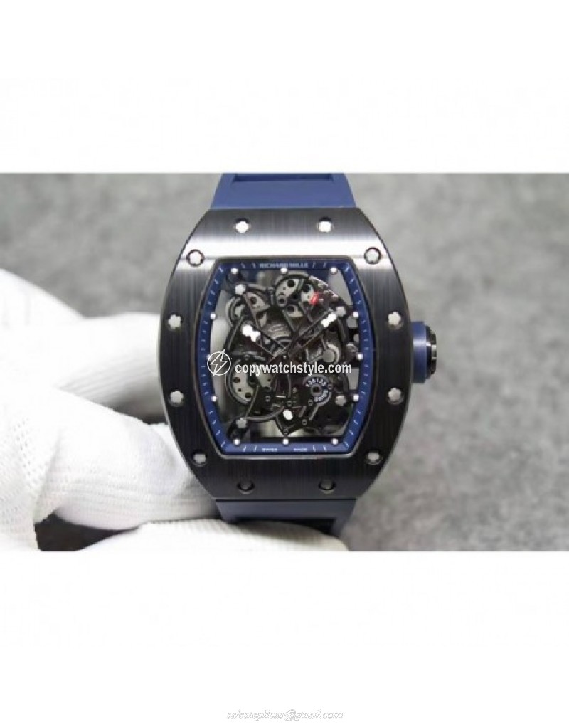 Richard Mille RM55 Black Ceramic Blue Skeleton Richard Mille RM55 Black Ceramic Blue Skeleton