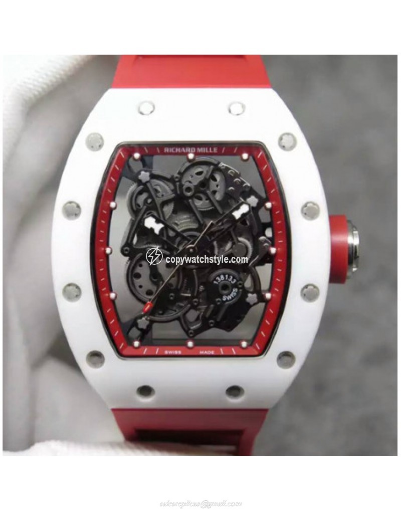 Richard Mille RM55 White Ceramic Red Skeleton Richard Mille RM55 White Ceramic Red Skeleton