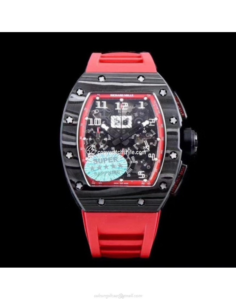 Richard Mille RM011 NTPT Carbon Chronograph KV Forged Carbon Red Skeleton Richard Mille RM011 NTPT Carbon Chronograph KV Forged Carbon Red Skeleton