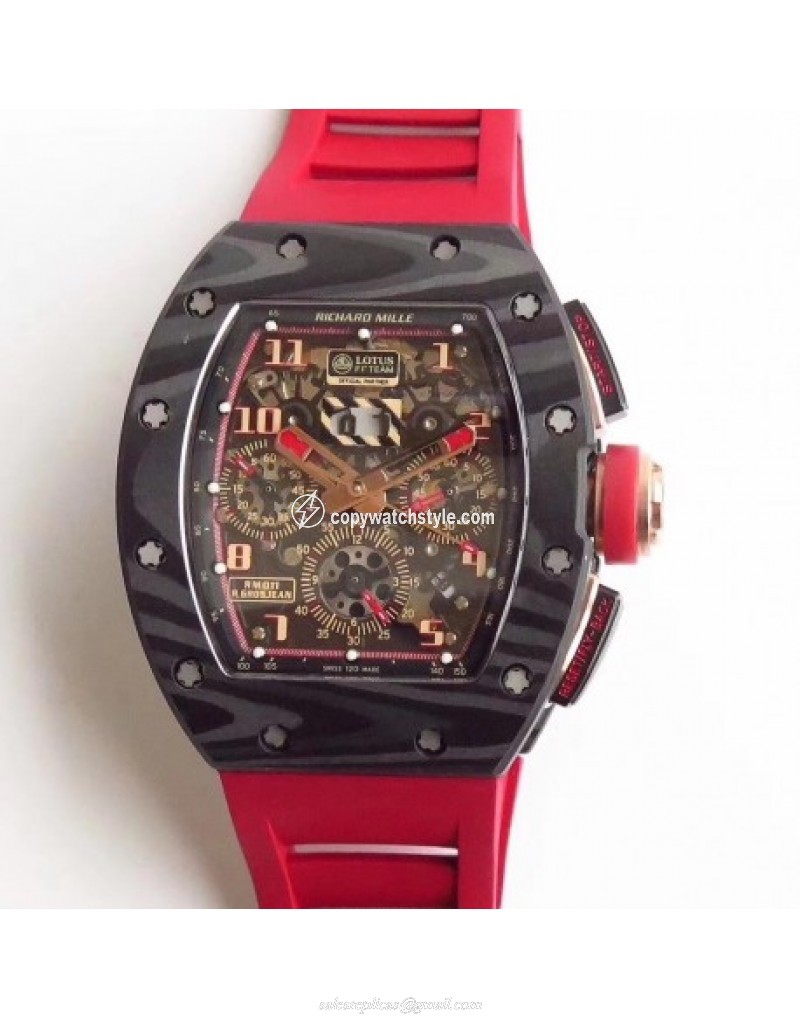 Richard Mille RM011 Lotus F1 Team Romain Grosjean KV Forged Carbon Black Skeleton Richard Mille RM011 Lotus F1 Team Romain Grosjean KV Forged Carbon Black Skeleton