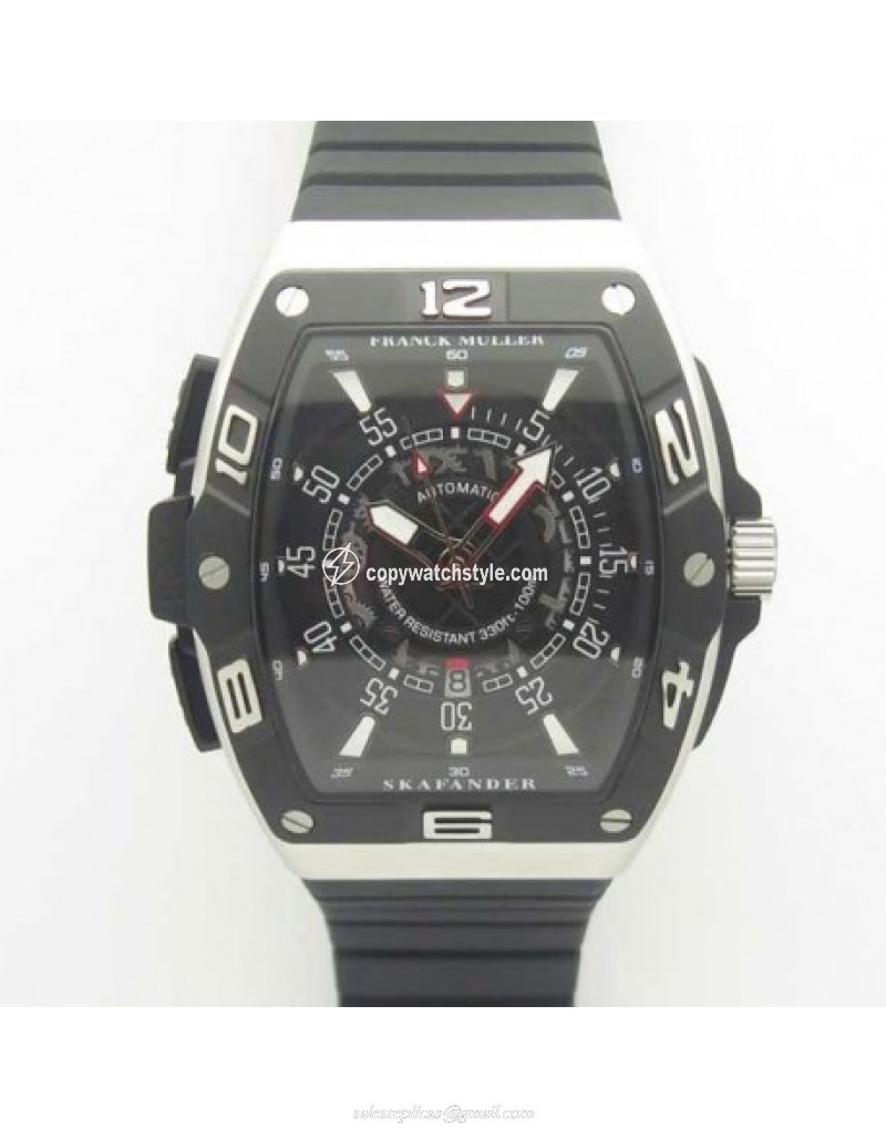 Franck Muller Skafander SKF 46 DV SC DT Noob Stainless Steel Black Skeleton Franck Muller Skafander SKF 46 DV SC DT Noob Stainless Steel Black Skeleton