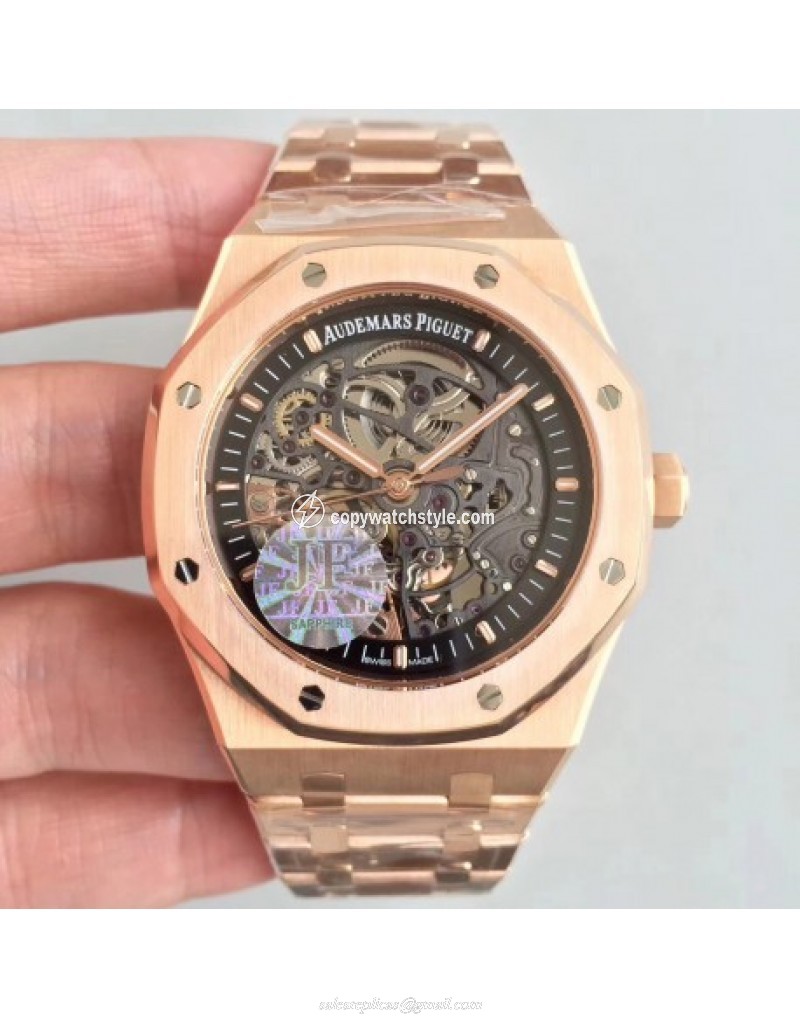 Audemars Piguet Royal Oak Double Balance Wheel Openworked 15407 JF Rose Gold Black Skeleton Audemars Piguet Royal Oak Double Balance Wheel Openworked 15407 JF Rose Gold Black Skeleton