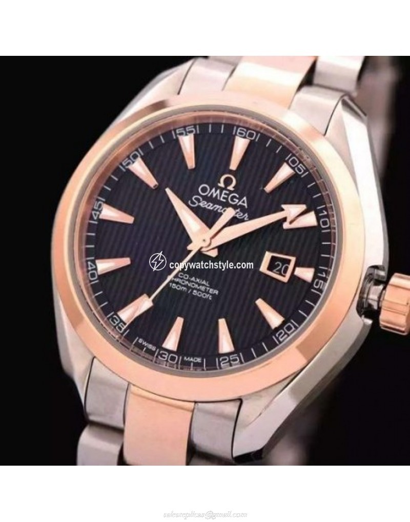 Omega Aqua Terra Lady 34MM Rose Gold & Stainless Steel Black 