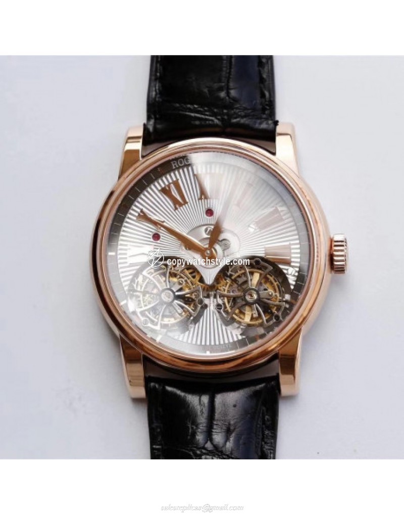 Roger Dubuis Hommage Double Flying Tourbillon RDDBHO0562 JB Rose Gold Silver Roger Dubuis Hommage Double Flying Tourbillon RDDBHO0562 JB Rose Gold Silver