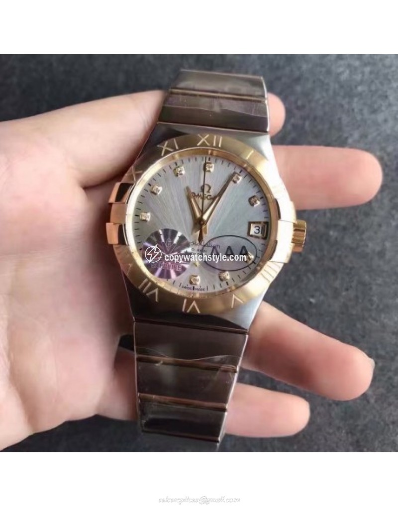 Omega Constellation 123.20.38.21.52.002 38MM V6 Stainless Steel & Yellow Gold Silver & Diamonds Omega Constellation 123.20.38.21.52.002 38MM V6 Stainless Steel & Yellow Gold Silver & Diamonds