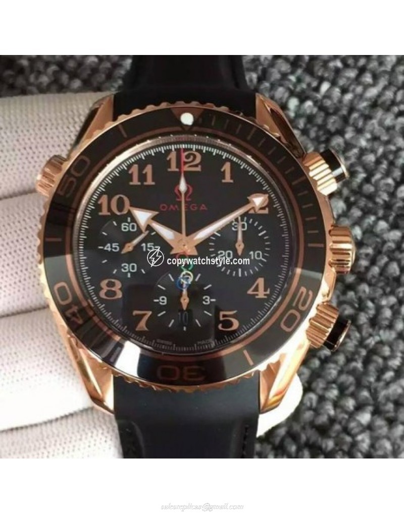 Omega Seamaster Planet Ocean Chronograph Olympics Rose Gold Black 