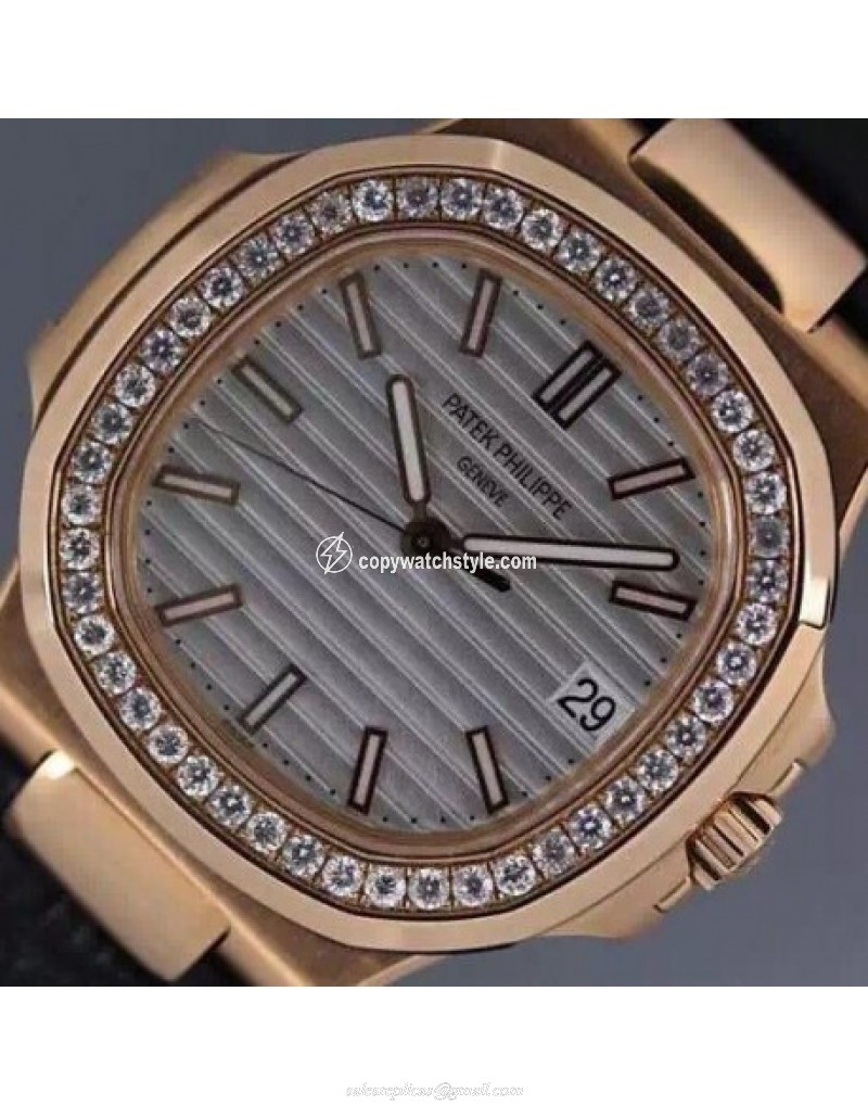 Patek Philippe Nautilus Jumbo 5711 Rose Gold Diamonds Bezel Swiss 2824 Patek Philippe Nautilus Jumbo 5711 Rose Gold Diamonds Bezel Swiss 2824