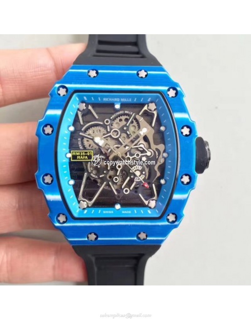 Richard Mille RM35-01 Rafael Nadal KV Blue Forged Carbon Blue & Skeleton Richard Mille RM35-01 Rafael Nadal KV Blue Forged Carbon Blue & Skeleton