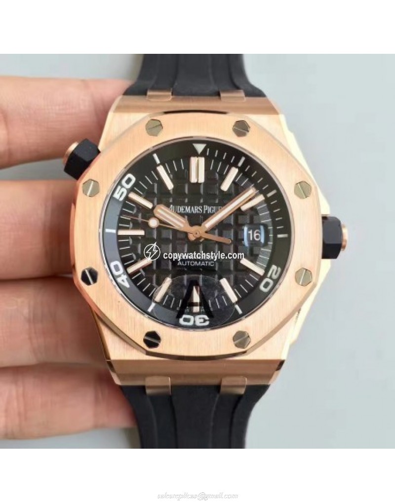 Audemars Piguet Royal Oak Offshore Diver 15703 JF Rose Gold Black 