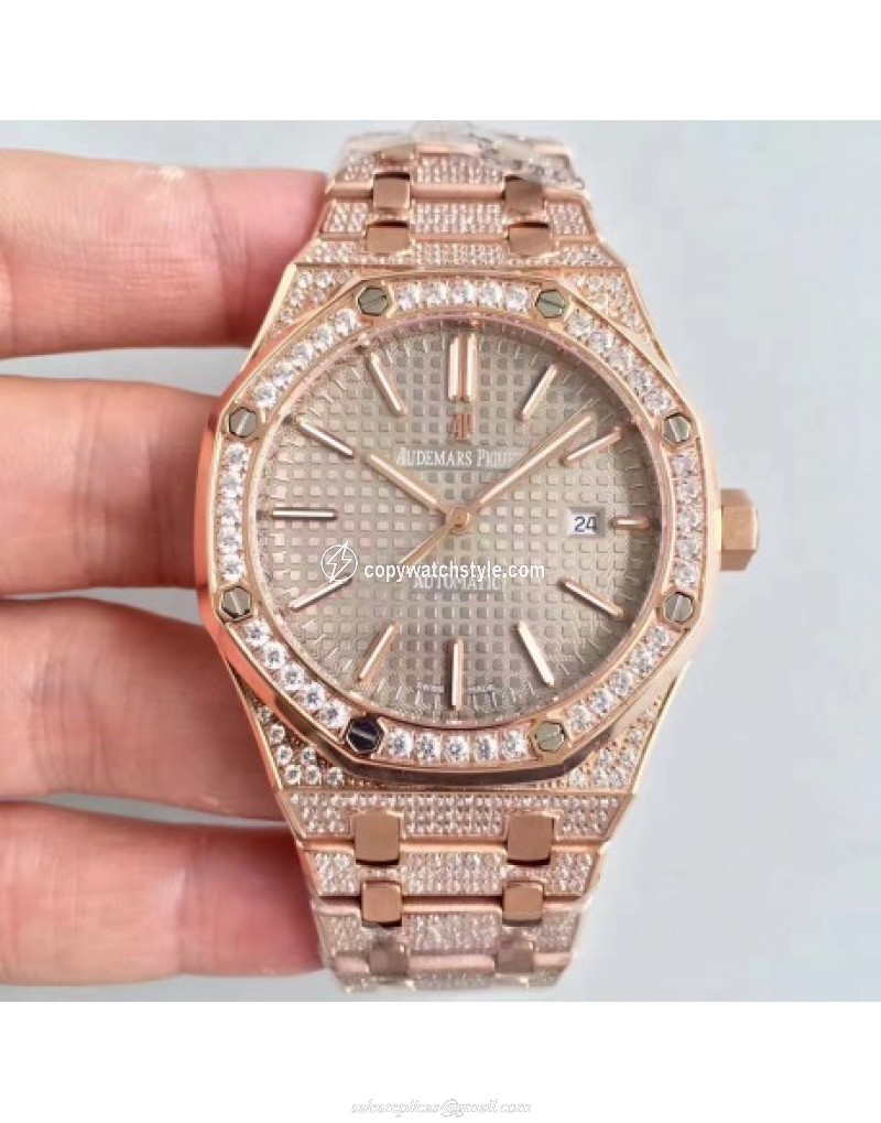 Audemars Piguet Royal Oak 15400 Noob Rose Gold & Diamond Grey Audemars Piguet Royal Oak 15400 Noob Rose Gold & Diamond Grey
