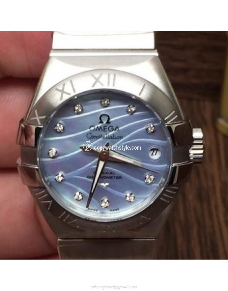 Omega Constellation Double Eagle Lady 27MM Stainless Steel Blue Omega Constellation Double Eagle Lady 27MM Stainless Steel Blue