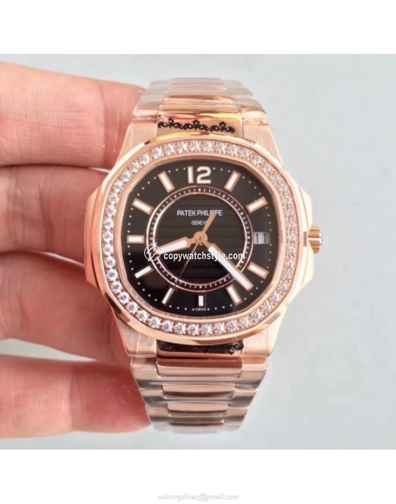Patek Philippe Nautilus Ladies 7010/1R-010 JJ Rose Gold & Diamonds Black Patek Philippe Nautilus Ladies 7010/1R-010 JJ Rose Gold & Diamonds Black