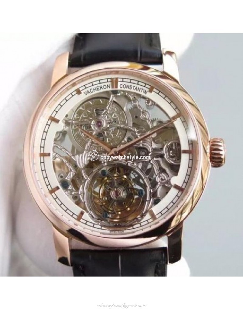 Vacheron Constantin Patrimony Tourbillon Rose Gold Skeleton & White Vacheron Constantin Patrimony Tourbillon Rose Gold Skeleton & White