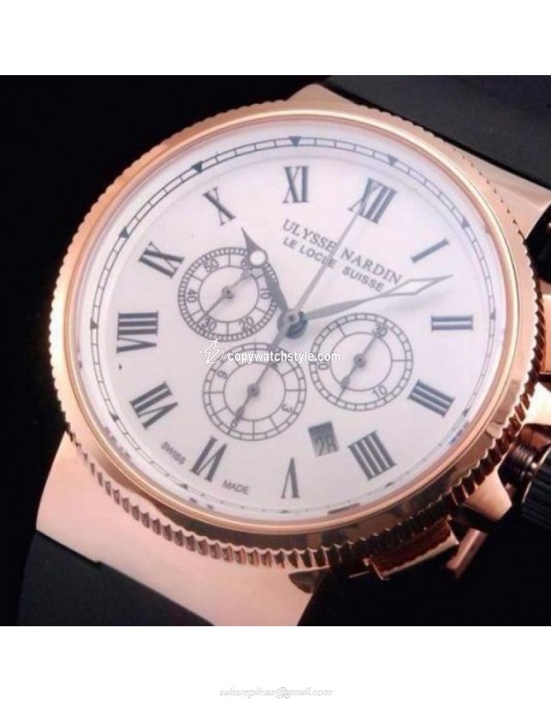 Ulysse Nardin Marine Chronograph Rose Gold Roman Numbers White Ulysse Nardin Marine Chronograph Rose Gold Roman Numbers White