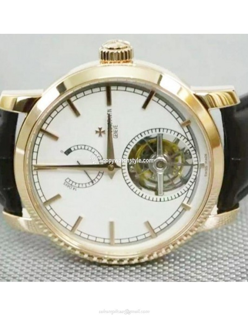 Vacheron Constantin Patrimony Tourbillon 24K Rose Gold Plated White Vacheron Constantin Patrimony Tourbillon 24K Rose Gold Plated White