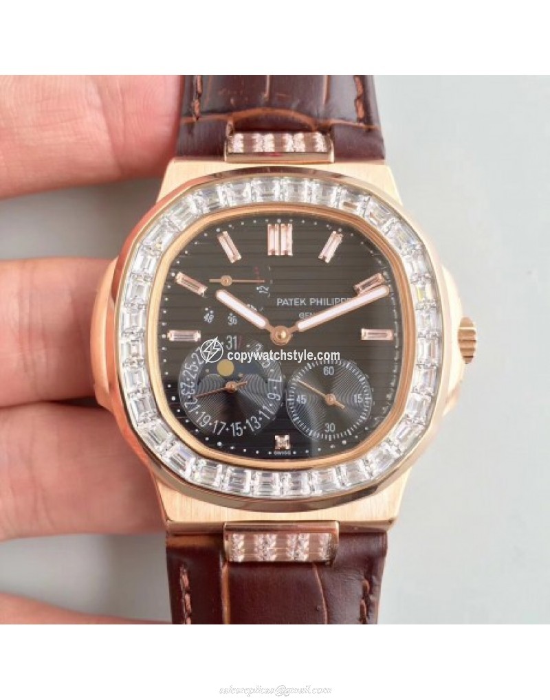Patek Philippe Nautilus Moonphase 5712R-001 Noob Rose Gold & Diamond Black 