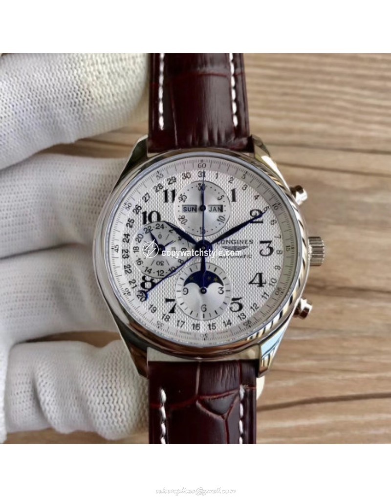 Longines Master Collection Moonphase Chronograph L2.673.4.78.3 JF Stainless Steel White 