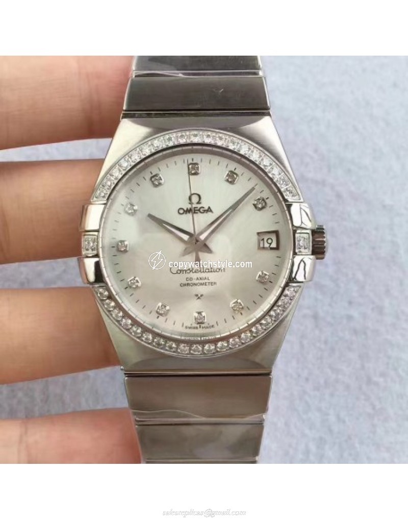 Omega Constellation 123.55.38.20.99.001 38MM SSS Stainless Steel & Diamonds Mother Of Pearl Omega Constellation 123.55.38.20.99.001 38MM SSS Stainless Steel & Diamonds Mother Of Pearl
