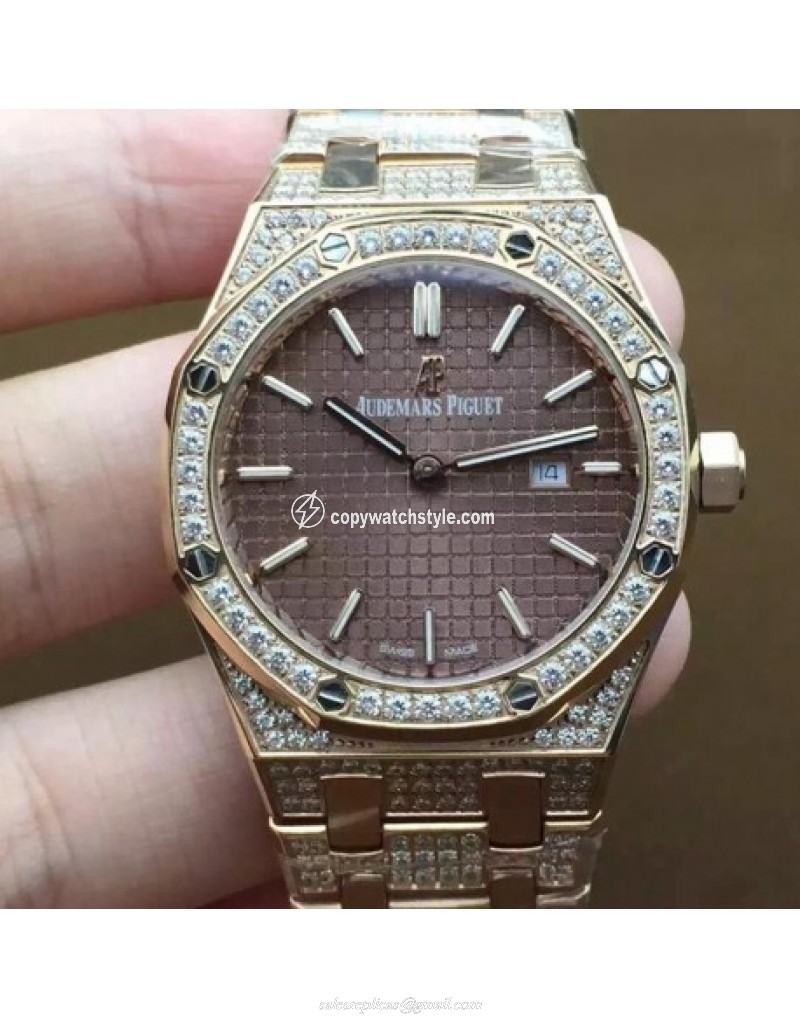 Audemars Piguet Royal Oak 67651 Ladies Rose Gold & Diamonds Brown Audemars Piguet Royal Oak 67651 Ladies Rose Gold & Diamonds Brown