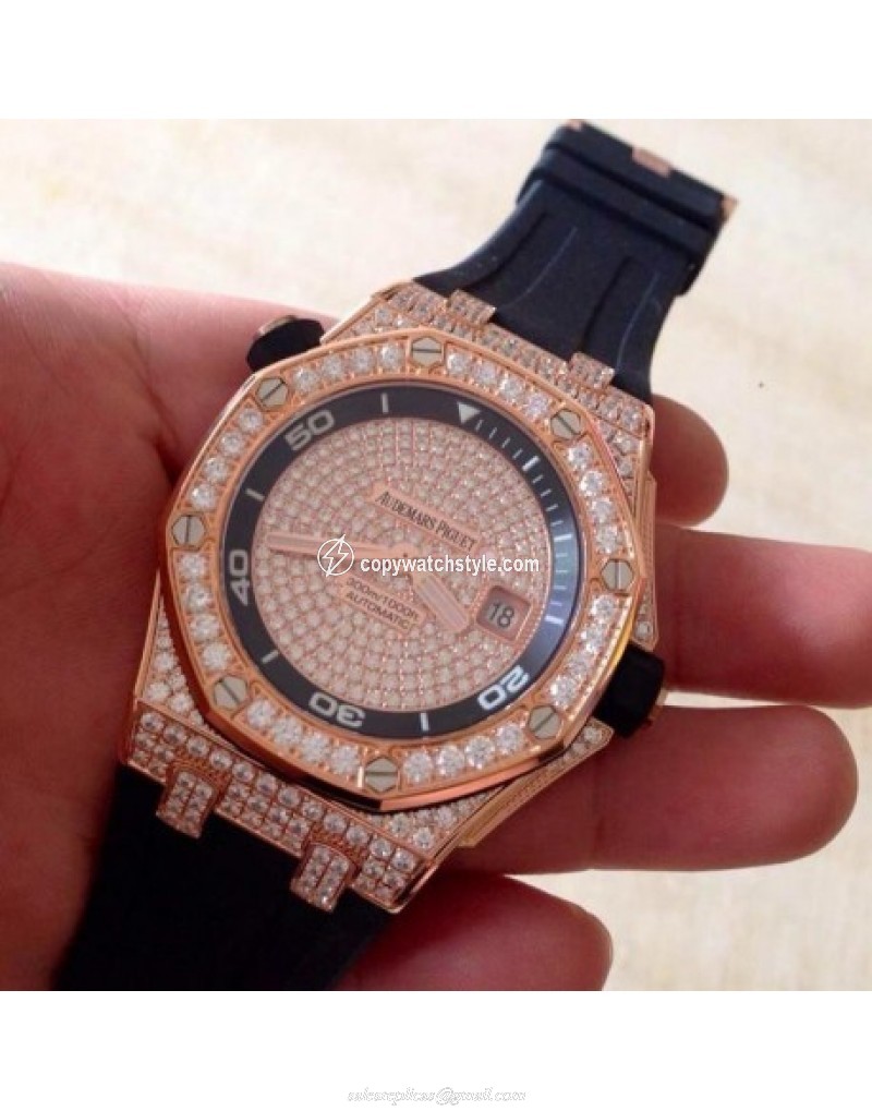 Audemars Piguet Royal Oak Offshore Diver 15709 Rose Gold & Diamonds Rose Gold & Diamonds Audemars Piguet Royal Oak Offshore Diver 15709 Rose Gold & Diamonds Rose Gold & Diamonds
