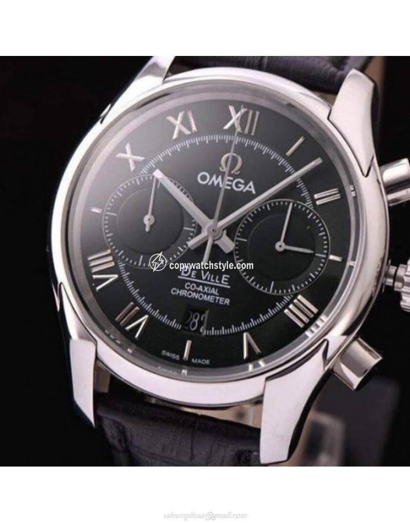 Omega De Ville 42MM Chronograph Stainless Steel Black 