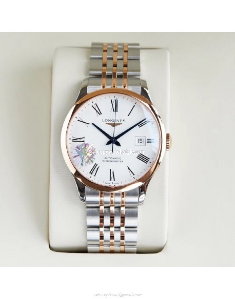 Longines Record L2.821.4.11.6 AF Stainless Steel & Rose Gold White Longines Record L2.821.4.11.6 AF Stainless Steel & Rose Gold White