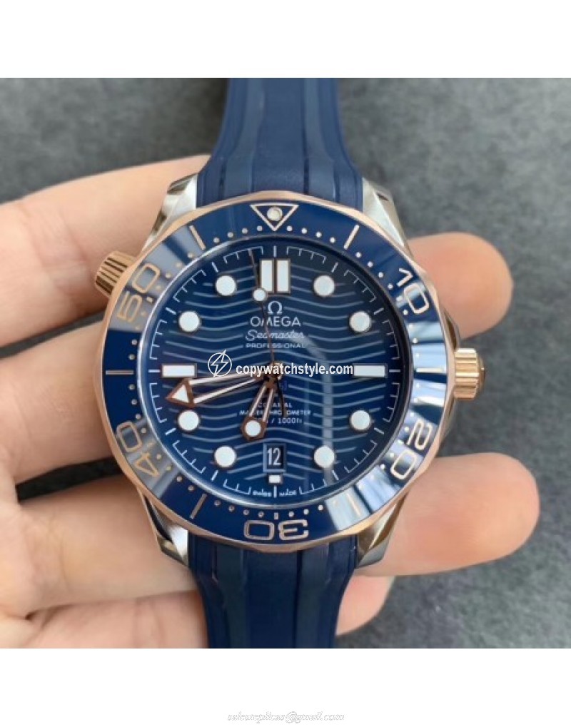 Omega Seamaster Diver 300M 210.22.42.20.03.002 VS Stainless Steel & Rose Gold Black 