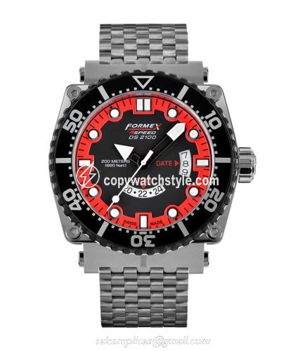 Formex Diver Quartz GMT Black - Red / Bracelet 2100.3.2072.100 Formex Diver Quartz GMT Black - Red / Bracelet 2100.3.2072.100