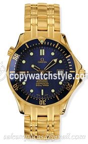Omega Seamaster Diver 300M Automatic 41 Yellow Gold / Blue / Bracelet / Bond 2133.80.00 Omega Seamaster Diver 300M Automatic 41 Yellow Gold / Blue / Bracelet / Bond 2133.80.00
