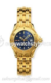 Omega Seamaster Diver 300M Quartz 28 Yellow Gold / Blue / Bracelet 2182.80.00