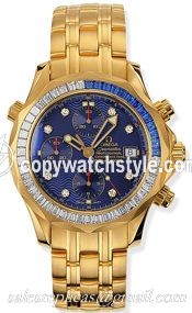 Omega Seamaster Diver 300M Automatic 41.5 Chronograph Yellow Gold / Diamond / Sapphire / Blue / Bracelet 2194.85.00 Omega Seamaster Diver 300M Automatic 41.5 Chronograph Yellow Gold / Diamond / Sapphire / Blue / Bracelet 2194.85.00