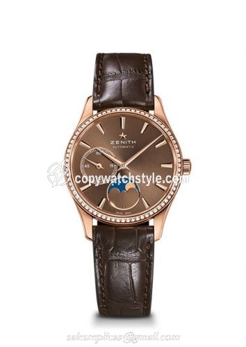 Zenith Elite Ultra Thin Lady Moonphase Rose Gold / Brown / Diamond 22.2310.692/75.C709