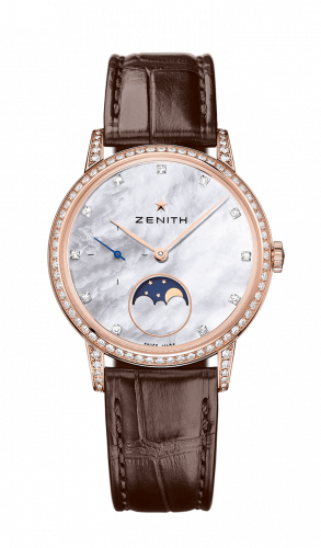 Zenith Elite Lady Moonphase Rose Gold / Mother of Pearl / Alligator 22.2321.692/82.C713 Zenith Elite Lady Moonphase Rose Gold / Mother of Pearl / Alligator 22.2321.692/82.C713