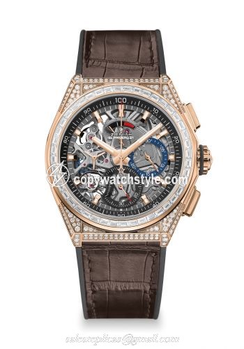 Zenith Defy El Primero 21 Rose Gold / Diamond / Skeleton / Alligator 22.9000.9004/71.R585 Zenith Defy El Primero 21 Rose Gold / Diamond / Skeleton / Alligator 22.9000.9004/71.R585