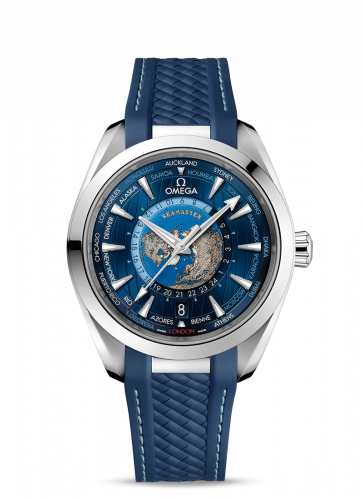 Omega Seamaster Aqua Terra 150M Master Chronometer 43 Worldtimer Stainless Steel / Blue / Rubber 220.12.43.22.03.001 Omega Seamaster Aqua Terra 150M Master Chronometer 43 Worldtimer Stainless Steel / Blue / Rubber 220.12.43.22.03.001