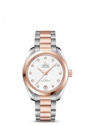 Omega Seamaster Aqua Terra 150M Master Chronometer 34 Stainless Steel / Sedna Gold / Silver / Bracelet 220.20.34.20.52.001 Omega Seamaster Aqua Terra 150M Master Chronometer 34 Stainless Steel / Sedna Gold / Silver / Bracelet 220.20.34.20.52.001