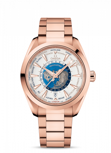 Omega Seamaster Aqua Terra 150M Master Chronometer 43 Worldtimer Sedna Gold / Silver / Bracelet 220.50.43.22.02.001 Omega Seamaster Aqua Terra 150M Master Chronometer 43 Worldtimer Sedna Gold / Silver / Bracelet 220.50.43.22.02.001
