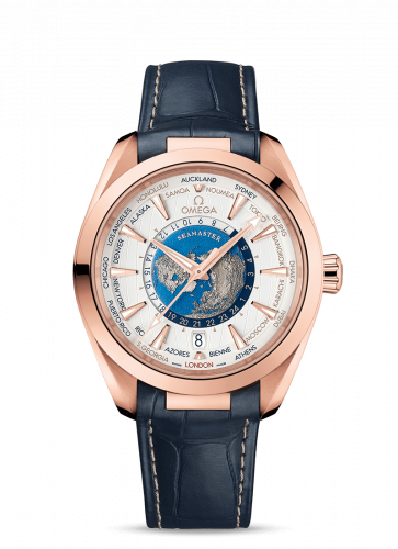 Omega Seamaster Aqua Terra 150M Master Chronometer 43 Worldtimer Sedna Gold / Silver / Alligator 220.53.43.22.02.001 Omega Seamaster Aqua Terra 150M Master Chronometer 43 Worldtimer Sedna Gold / Silver / Alligator 220.53.43.22.02.001