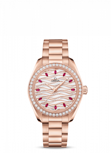 Omega Seamaster Aqua Terra 150M Master Chronometer 34 Sedna Gold / Diamond / Wave Ruby / Bracelet 220.55.34.20.99.004