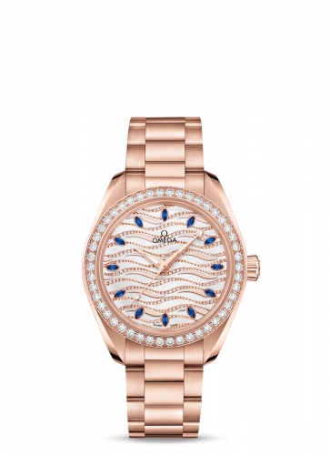 Omega Seamaster Aqua Terra 150M Master Chronometer 34 Sedna Gold / Diamond / Wave Sapphire / Bracelet 220.55.34.20.99.005