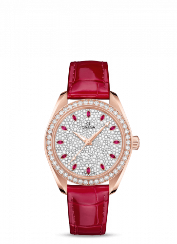Omega Seamaster Aqua Terra 150M Master Chronometer 34 Sedna Gold / Diamond / Snow Ruby / Alligator 220.58.34.20.99.001 Omega Seamaster Aqua Terra 150M Master Chronometer 34 Sedna Gold / Diamond / Snow Ruby / Alligator 220.58.34.20.99.001