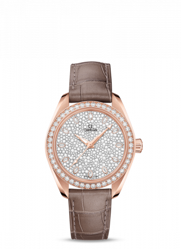 Omega Seamaster Aqua Terra 150M Master Chronometer 34 Sedna Gold / Diamond / Snow Diamond / Alligator 220.58.34.20.99.003 Omega Seamaster Aqua Terra 150M Master Chronometer 34 Sedna Gold / Diamond / Snow Diamond / Alligator 220.58.34.20.99.003
